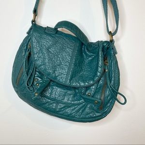 American Eagle Leather Teal Crossbody Bag Purse